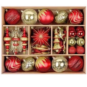 Aoibox 80pcs Shatterproof Christmas Ball Ornament Set Red and Gold Assorted Shapes Pre Tied Strings for Tree Holiday Wedding Party Decor - 1 of 4