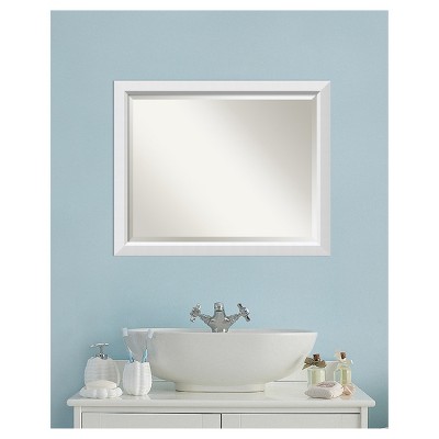 Blanco White Rectangular Wood Bathroom Vanity Mirror