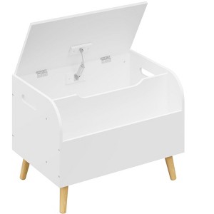 Vynxaria White Kids Toy Storage Organizer with Front Bookshelf and Flip-Top Lid - 1 of 4