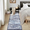 Washable Runner Rug Runner Vintage Rug Non Slip Kitchen Rugs Floral Oriental Low Pile Entryway Rug Soft Rugs Stain Resistant Carpet - 2 of 4