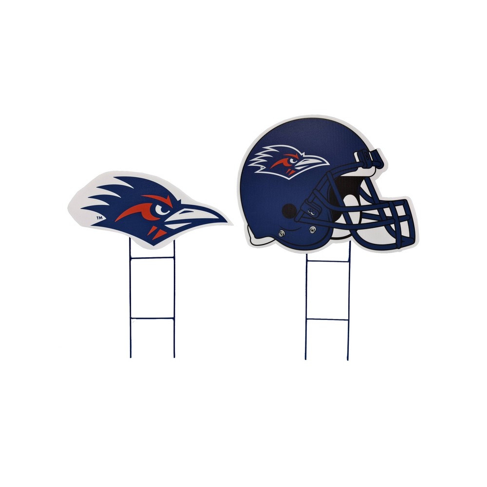 NCAA UTSA Roadrunners 2pk Logo and Helmet Garden Stake Set