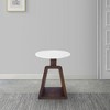 Royal Hampton 16.5 Inch Side End Table with Round White Genuine Marble Top and Handcrafted Mango Wood Base - 3 of 4