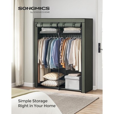 SONGMICS Closet Wardrobe, Portable Closet for Bedroom, Clothes Rail with Non-Woven Fabric Cover, Clothes Storage Organizer, 55.1 x 16.9 x 68.5 Inches