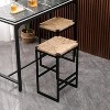 TiramisuBest Set of 2 Backless Bar Stools for Kitchen Counter,Natural Paper Rope Woven Seat Dining Chairs for Home & Kitchen, Metal Frame - 3 of 4