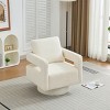 Swivel Boucle Accent Chair, 360° Rotating Club Chair with Removable Back Cushion for Living Room Bedroom-3irtyhousy - 3 of 4
