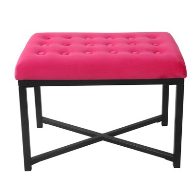 Velvet Tufted Ottoman Deep Pink Homepop Target