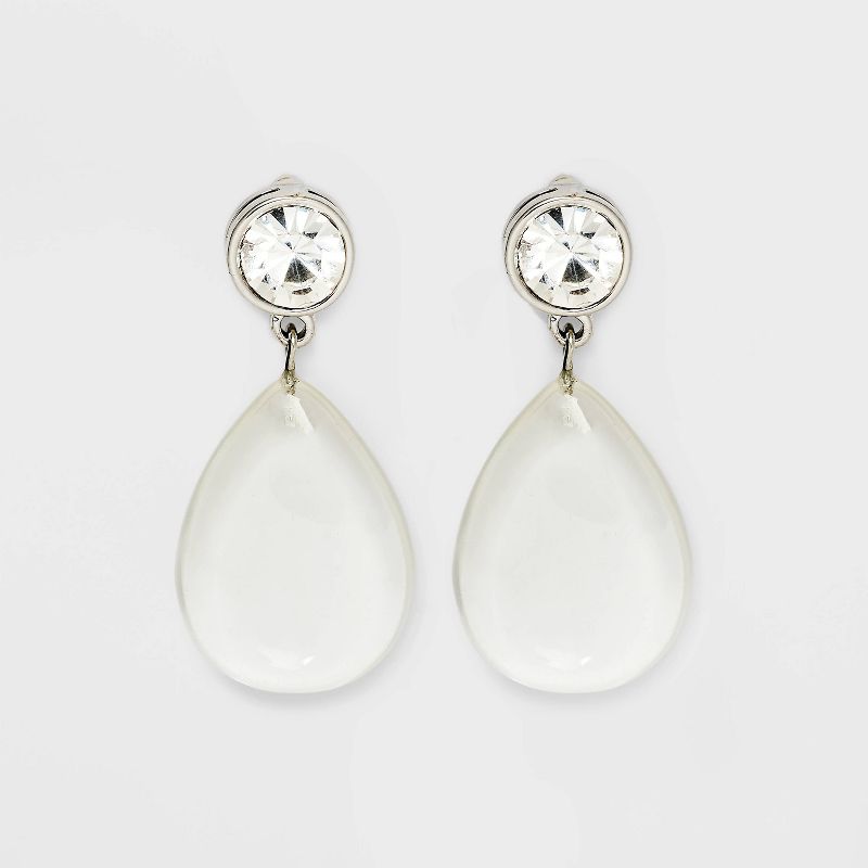 Crystal Tear Drop Earrings - A New Day&#8482; Clear, 1 of 5