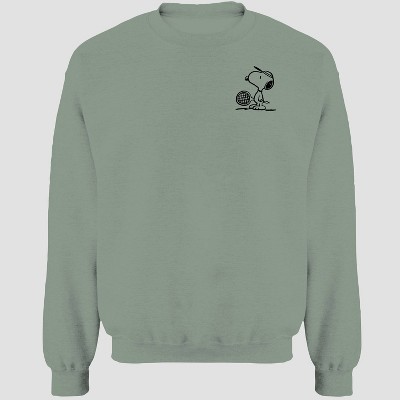 Men's Peanuts Snoopy Tennis Club Crewneck Pullover Sweatshirt - Green L