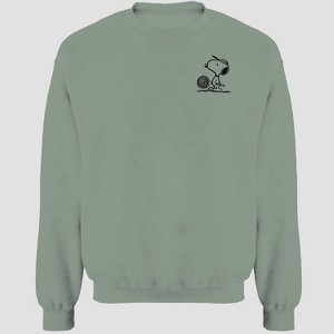 Men's Peanuts Snoopy Tennis Club Crewneck Pullover Sweatshirt - Green - 1 of 4