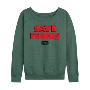 Women's - Ferris Bueller's Day Off - Save Ferris Lightweight French Terry Wide Neck Long Sleeve Shirt - 1 of 4