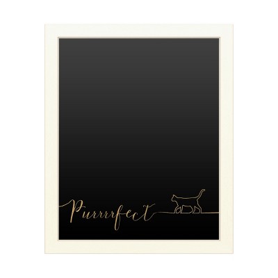 Trademark Fine Art Functional Chalkboard with Printed Artwork - Veronique Charron 'Underlined Cats I Black' Chalk Board Wall Sign