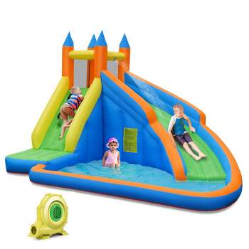 Costway Inflatable Water Slide Mighty Bounce House Jumper Castle Moonwalk W/ 735W Blower