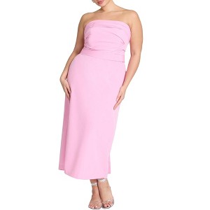 ELOQUII Women's Plus Size Pleated Bodice Bow Detail Dress - 1 of 3