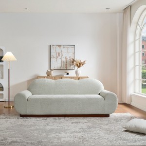 Christopher Knight Home Qevan 88" Modern 3-Seater Chenille Upholstered Round Arm Sofa with Curved Cloud Design - 1 of 4