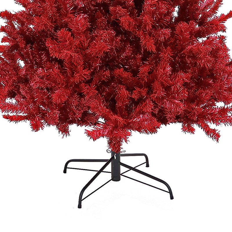 National Tree Company 7.5 Foot Full Bodied Unlit Colorful Celebration Artificial Christmas Holiday Tree with 1,309 Branch Tips, & Metal Stand, Red, 4 of 6
