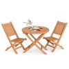 Costway 3pcs Patio Outdoor  Indonesia Teak Wood Bistro Dining Set Folding Chair & Table Slatted - 4 of 4