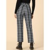 Allegra K Women's Plaid Tartan High Waisted Button Casual Pants - 3 of 4