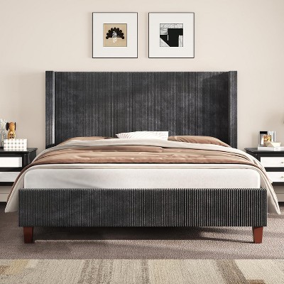 AMERLIFE Upholstered Bed Frame with 50.8" Tall Headboard