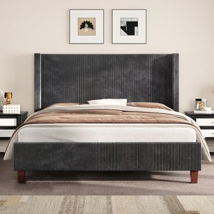 AMERLIFE Upholstered Bed Frame with 50.8" Tall Headboard - 1 of 4