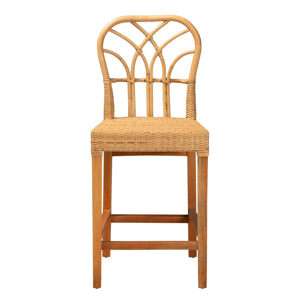 Photos - Chair bali & pari Monaco Counter Height Barstool: Mahogany Frame, No Assembly Required, Fixed Height