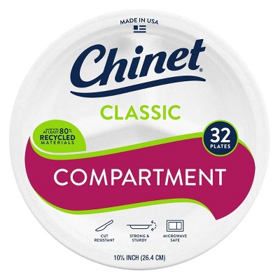 Chinet Classic Compartment Plate 10 3/8" - 32ct