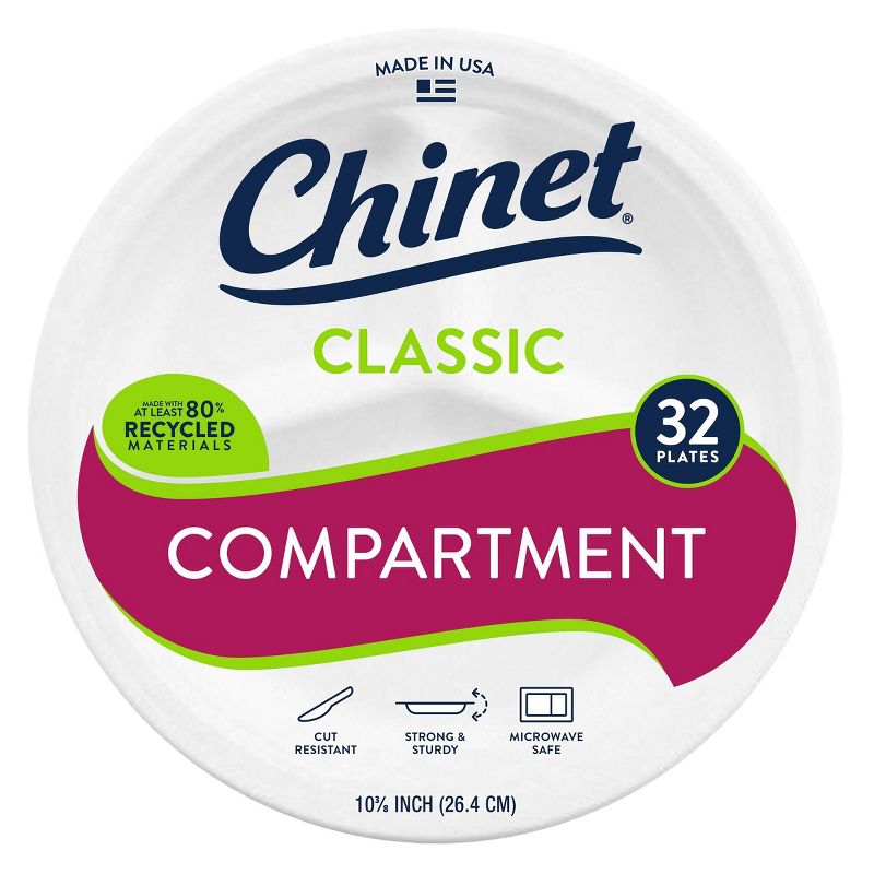 Chinet Classic Compartment Plate 10 3/8&#34; - 32ct, 1 of 8
