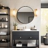 USHOWER Black Round Mirror for Over Sink 24-inch, Circle Bathroom Mirror, Metal Frame Vanity Mirror, Modern Wall Mirror for Entryway Living Room - 2 of 4
