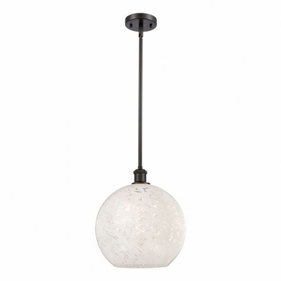 White Mouchette - 1 Light Stem Hung Pendant In Modern Style-13.5 Inches Tall and 12 Inches Wide