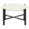 vidaXL Coffee Table White 23.6"x23.6"x13.8" Real Stone with Marble Texture - 2 of 4