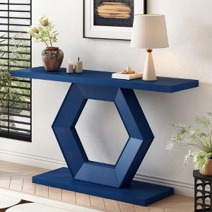 JUJABU Modern Entryway Table with a Unique Hollow Hexagon Leg Design and a Premium Fir Veneer Finish for Sophistication - 1 of 4