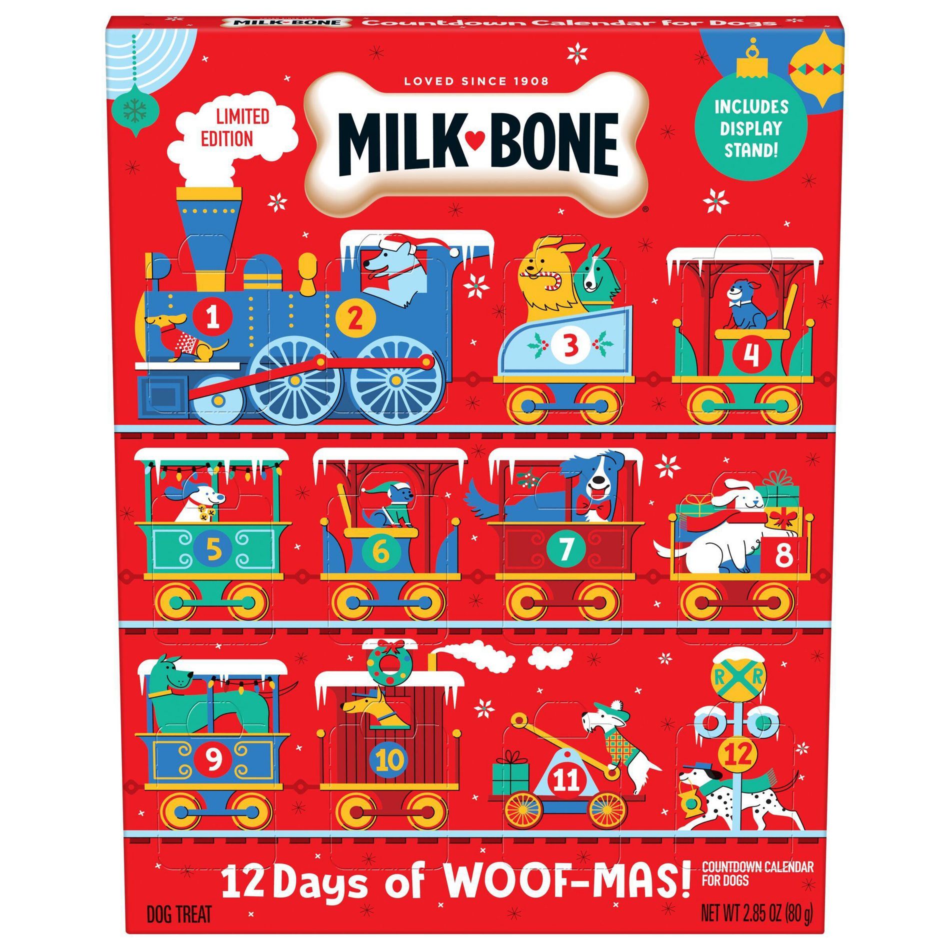Milk-Bone Bone Marrow and Gingerbread Original Flavor 12 Day Holiday Calendar Dog Treats - 2.85oz