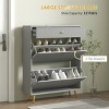 SEVOBAL Narrow Shoe Cabinet with 2 Flip Drawers Wave-Like Panels Adjustable Shelves for 12 Pairs for Entryway Hallway, Gray, 25.8"*17.91"*13.98" - 4 of 4