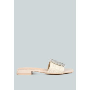 Ollilie Rhinestones Embellished Brooch Slip On Sandals - 1 of 4