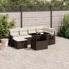 vidaXL 7 Piece Patio Sofa Set with Cushions - Brown and Cream - 2 of 4