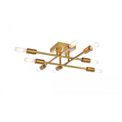 Elegant Lighting Script 8 lights brass flush mount