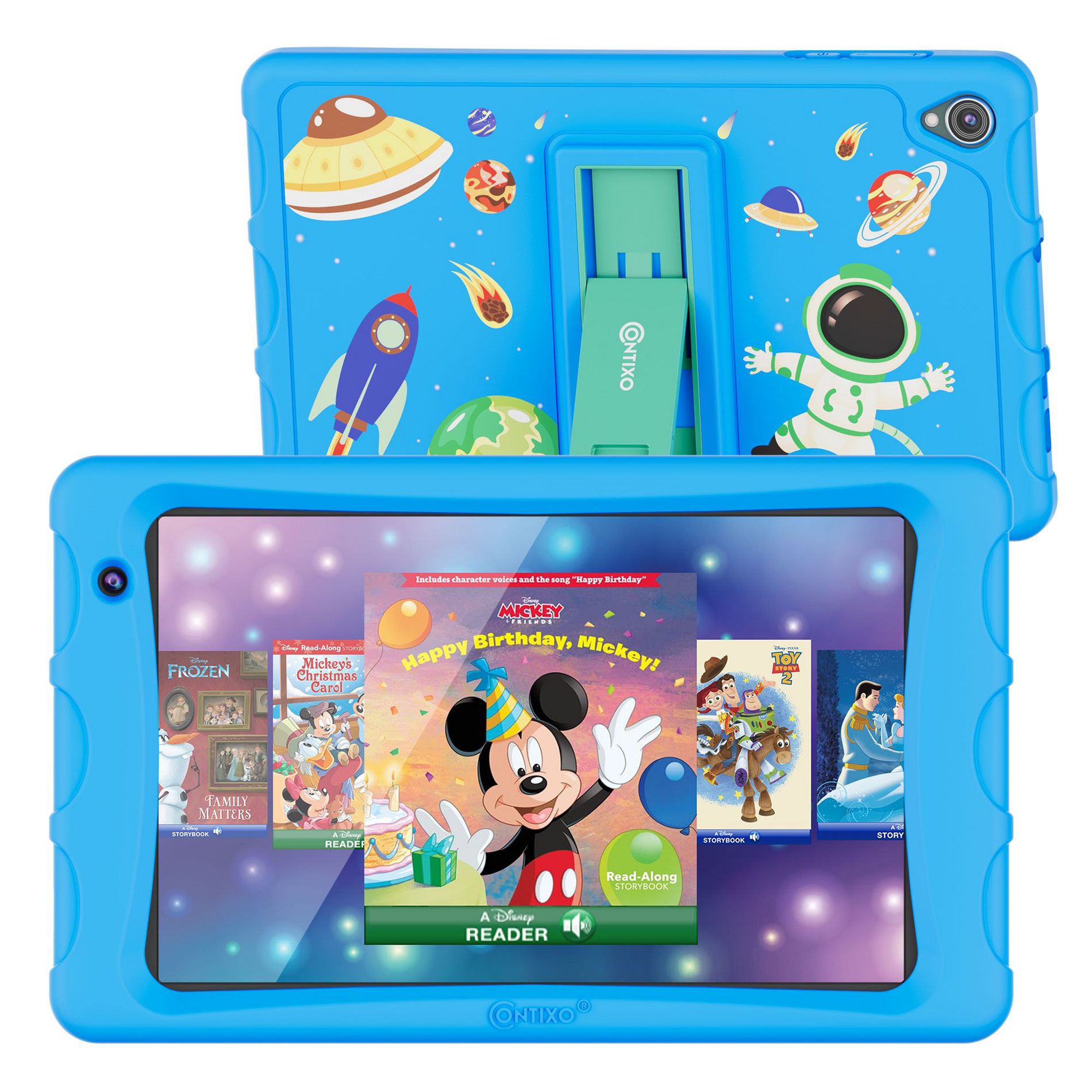 Contixo 8" Android Kids Tablet 64GB (2025 Model), Includes 80+ Disney Storybooks & Stickers, Kid-Proof Case with Kickstand (K80)