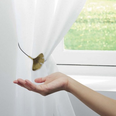 Bronze Metal Ginkgo Leaf Magnetic Curtain Tiebacks Set of 2