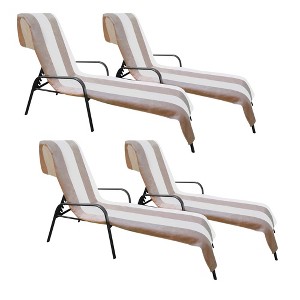 Cabana Striped Cotton Standard Size Towel/ Chaise Lounge Chair Cover Set by Blue Nile Mills - 1 of 4