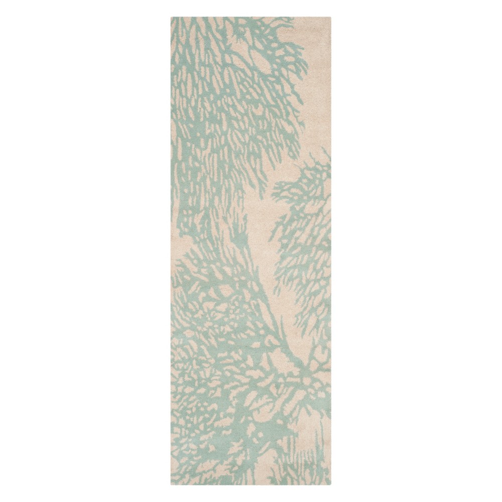 2'3inx9' Runner Coral Branch Beige/Blue - Safavieh