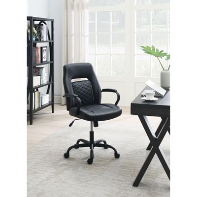 TiramisuBest Black Faux Leather Office Chair, 23"x26"x37"~40"H, Black & Gray, Gas Lift