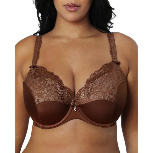 Curvy Couture Full Figure Tulip Lace Push Up Bra Chocolate 38h : Target