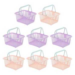 Unique Bargains Plastic Grocery Shopping Toy Storage Mini Decorative Baskets 6.3" x 3.5" x 5.1" 8 Pcs - 1 of 4