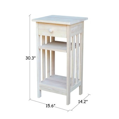 Unfinished Parawood Mission Telephone Stand with Storage
