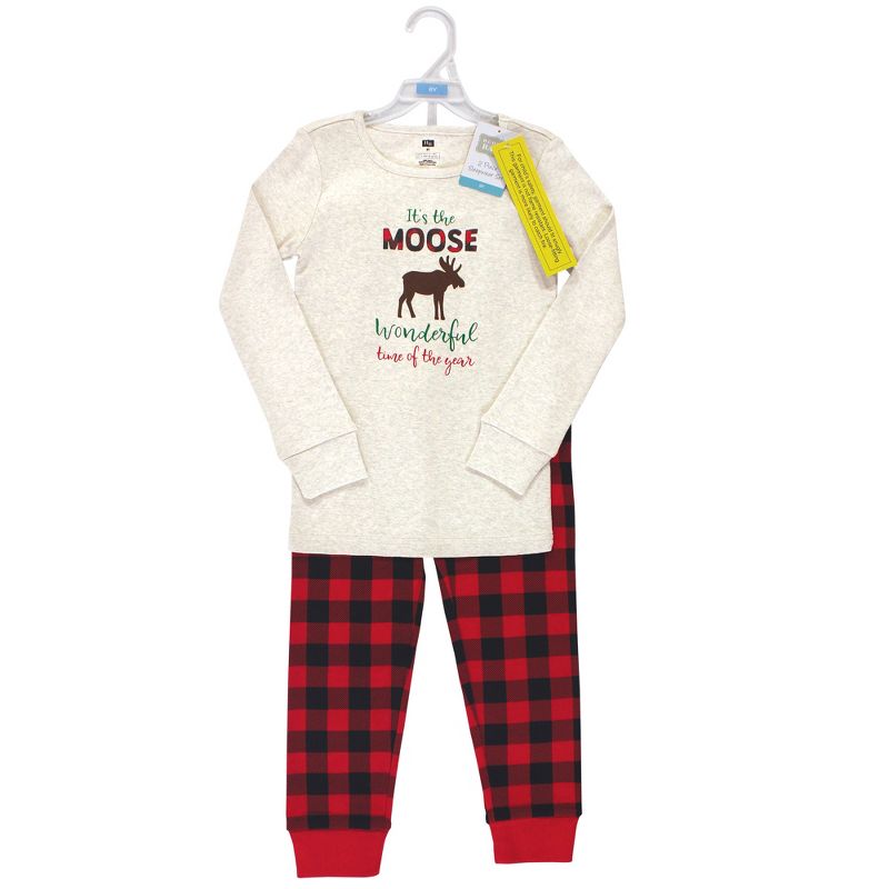 Hudson Baby Infant, Toddler and Kids Unisex Holiday Pajamas, Moose Wonderful Time Kids, 3 of 5