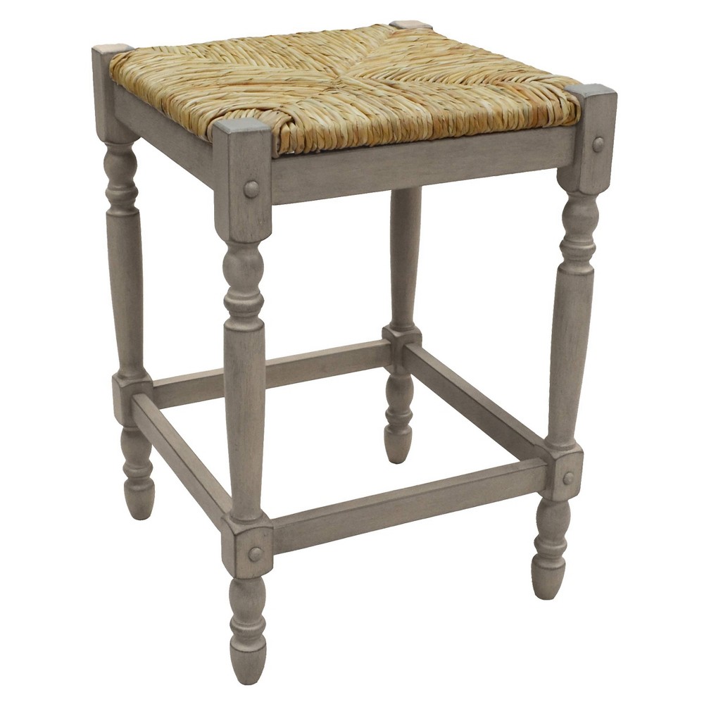 Photos - Chair Carolina Living 24" Turner Counter Height Barstool Weathered Gray: Antique Finish, Rubberwood Frame, 250lb Capacity