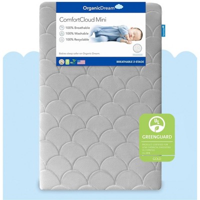 Organic Dream ComfortCloud Mini Crib Mattress - Moonlight Gray