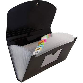 U Brands Simple Classic 19 Pocket Expandable File Folder, Black, 5322u