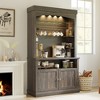 Coffee Bar Cabinet with LED Lights 72" Tall Buffet Cabinet with Storage Farmhouse Kitchen Sideboard Tall Coffee Hutch - 4 of 4
