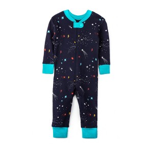 Mightly Baby Fair Trade 100% Organic Cotton Tight Fit Pajamas (Galaxy Print - 12-18 Months) - 1 of 2