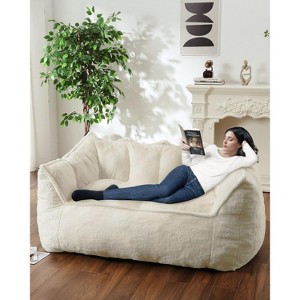 Giant Living Room Couch, Large Oversized Bean Bag Chair Sofa Indoor Bedroom Furniture, Foam Filled Faux Fur Beanbag Couch Floor Loveseat - 1 of 4